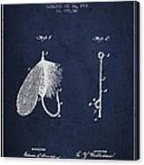 Fish Hook Patent From 1908- Navy Blue Canvas Print