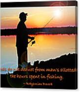 Fisherman Silhouette Sunset Mountain Lake Fishing Proverb Canvas Print