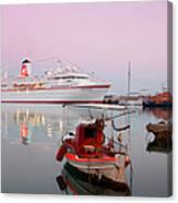 Fishing Boat And Cruise Ship Canvas Print