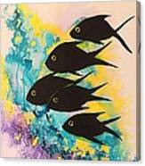 Five Black Fish Canvas Print