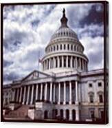 Flags At Half Staff At The Capitol Canvas Print