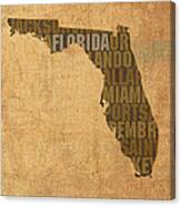 Florida Word Art State Map On Canvas Canvas Print