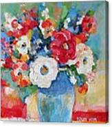 Flowers In Blue Vase 1 Canvas Print