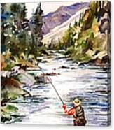 Fly Fishing in the Mountains Kids T-Shirt by Beth Kantor - Fine