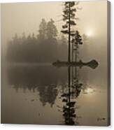 Foggy Morning Sunrise At The Lake Canvas Print
