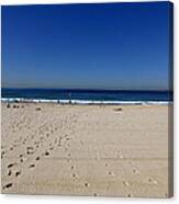 Foot Print In Beach Canvas Print