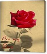 For My Love Vintage Valentine Greeting Canvas Print