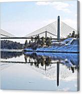 Fort Knox And Bridges Reflection In Winter Canvas Print