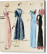 Four Models In Dresses By Alix Canvas Print