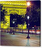 France, Paris, Arc De Triomphe, Night Canvas Print
