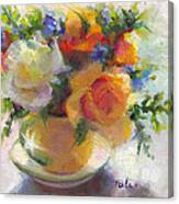 Fresh - Roses In Teacup Canvas Print