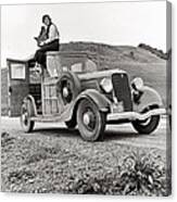 Fsa Photographer Dorothea Lange With Her Car And Large Format Camera Circa 1936-2014 Canvas Print