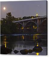 Gervais Street Bridge, Full Moon And Jupiter Canvas Print