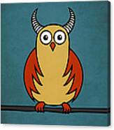 Funny Cartoon Horned Owl Canvas Print