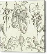 Garlands With Fruits And Cherubs, Print Maker Henry Le Roy Canvas Print