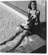 Gene Tierney Sitting Poolside Canvas Print