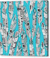 Geo Feathers Turquoise Blue Canvas Print