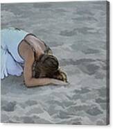 Girl In Sand Beach Canvas Print