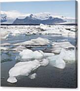 Glacial Icebergs In Jokulsarlon Lagoon Canvas Print