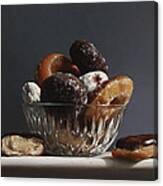 Glass Bowl Of Donuts Canvas Print