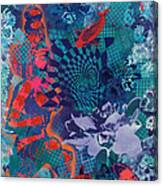 Goddess And Koi Contemplate Vortex Canvas Print