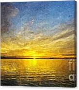 Gold And Blue - Sunrise At Sea Canvas Print