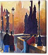 Golden Prague Charles Bridge Canvas Print