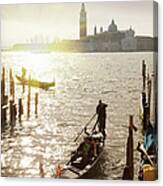 Gondolas In The Canal Grande Of Venice Canvas Print