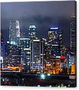 Gotham City - Los Angeles Skyline Downtown At Night Canvas Print