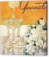 Gourmet Cover Featuring A Pyramid Of Champagne Canvas Print