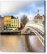 Graceful Ha'penny Bridge Over River Liffey Canvas Print