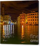 Grand Canal In Venice At Night Canvas Print