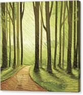 Green Forest Walk Canvas Print