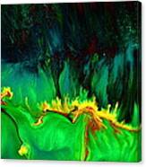Green Panoramic Horizontal Abstract Art Lifeline By Kredart Canvas Print
