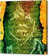 Green Sad Face Canvas Print
