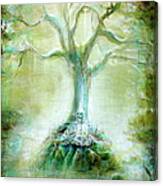 Green Skeleton Meditation Canvas Print