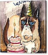 Grumpy Birthday Cat Canvas Print