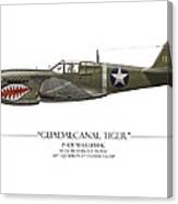 Guadalcanal Tiger P-40 Warhawk - White Background Canvas Print
