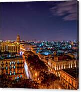 Habana Lights View Of Habana At Night Canvas Print