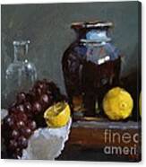 Hand-made Pottery With Fruits Canvas Print