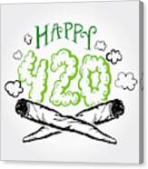 Happy 420 Marijuana Greeting Design Template With Hand Drawn Elements Canvas Print