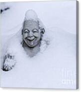 Happy Buddha In Snow Canvas Print