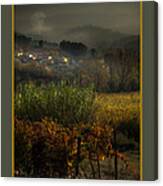 Happy Holidays With Foggy Tuscan Valley Canvas Print