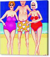 Funny Beach Women Man Canvas Print