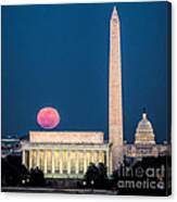 Harvest Moon Over Lincoln Memorial Canvas Print
