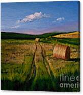 Hay Rolls On The Field Canvas Print