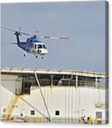 Helicopter Landing On Oil Rig Canvas Print