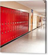 High School Hallway And Lockers Canvas Print