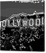 Hollywood Sign Abstract Black And White Canvas Print