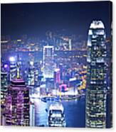 Hong Kong Skyline At Night Canvas Print